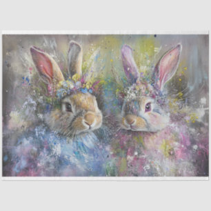 Decoupage Easter Rabbits Watercolor Whimsical  Tissue Paper