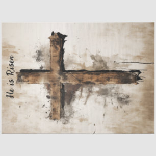 Decoupage Easter Rustic Cross Crucifixion Tissue Paper