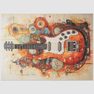 Decoupage Electric Guitar Abstract Gentleman' Cave Tissue Paper