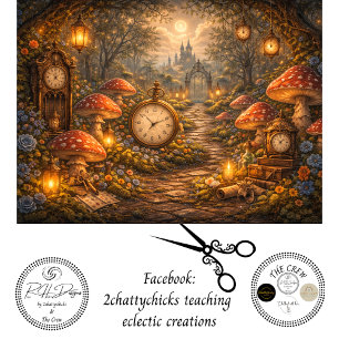 Decoupage Enchanted Mushroom Clock Garden Tissue Paper