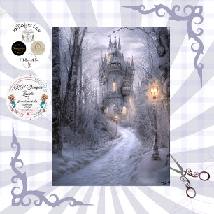 Decoupage Enchanted Winter Irish Princess Castle Tissue Paper