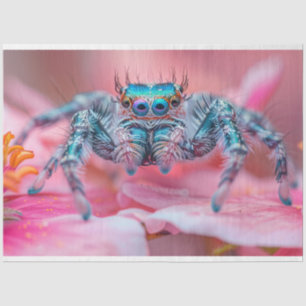 Decoupage Exotic Vibrant Coloured Blue Spider Tissue Paper
