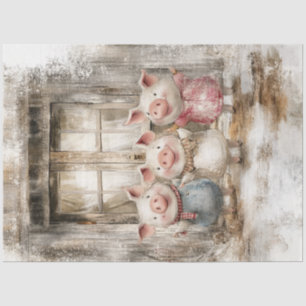 Decoupage Fairy Tale Whimsical Little Pigs Tissue Paper