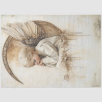 Decoupage Faith Base Angel Sitting Moon 