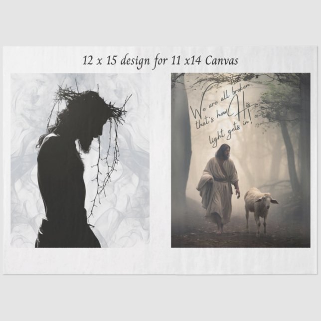 Decoupage Faith Based Jesus 11x14 Canvas Tissue Paper (Front)