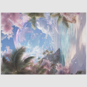 Decoupage Fantasy Beach Turquoise Waters Bubble  Tissue Paper