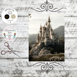 Decoupage Fantasy Castle Ireland Mountains  Tissue Paper