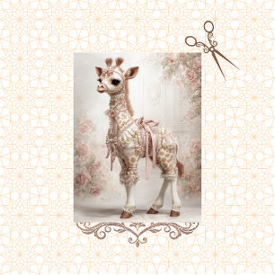 Decoupage Fantasy Giraffe Victorian Pink Lace Tissue Paper
