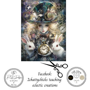 Decoupage Fantasy Timekeeper Girl and White Rabbit Tissue Paper