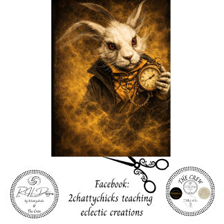Decoupage Fantasy White Rabbit Timekeeper Art Tissue Paper