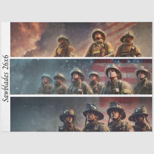 Decoupage Firefighter Tribute Handsaws  Tissue Paper (Front)