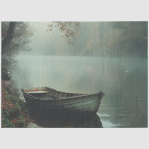 Decoupage Fishing Boat Reflections on Water Tissue Paper