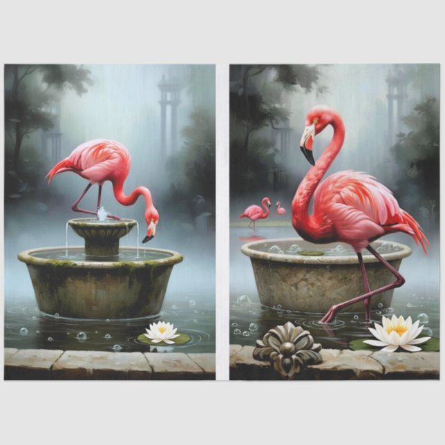 Decoupage Flamingo Collection Tissue Paper (Front)