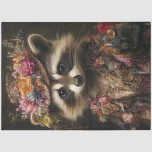 Decoupage Floral Crowned Racoon Regal Costume  Tissue Paper