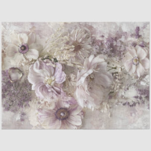 Decoupage Floral Design Purple Lavender White  Tissue Paper