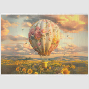 Decoupage Floral Sunflower Hot Air Balloon Ride Tissue Paper