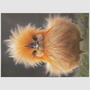 Decoupage Fluffy Bright Orange Bird  Tissue Paper