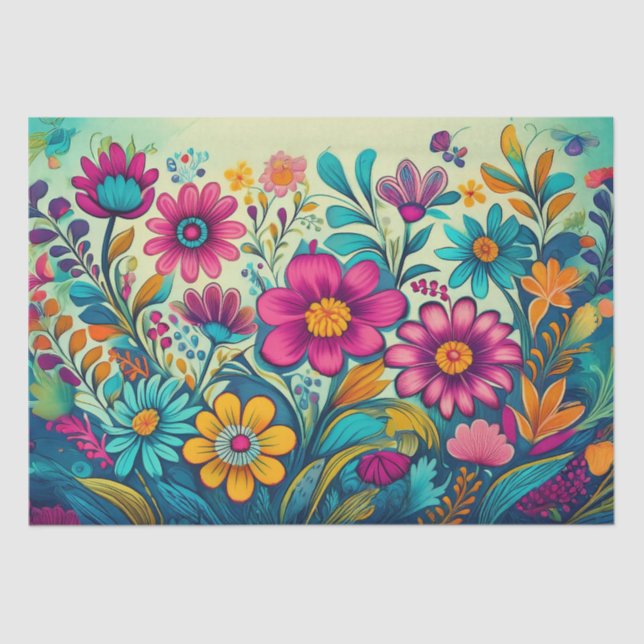 Decoupage - Folk Art Flowers- Tissue Paper (Front)