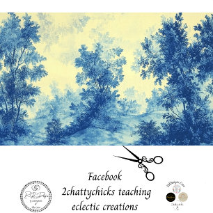 Decoupage French Landscape Blue White Palette Tissue Paper