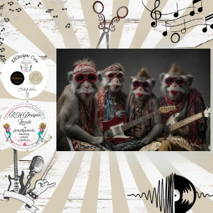 Decoupage Funky Monkey Rockers Band Boho Art  Tissue Paper