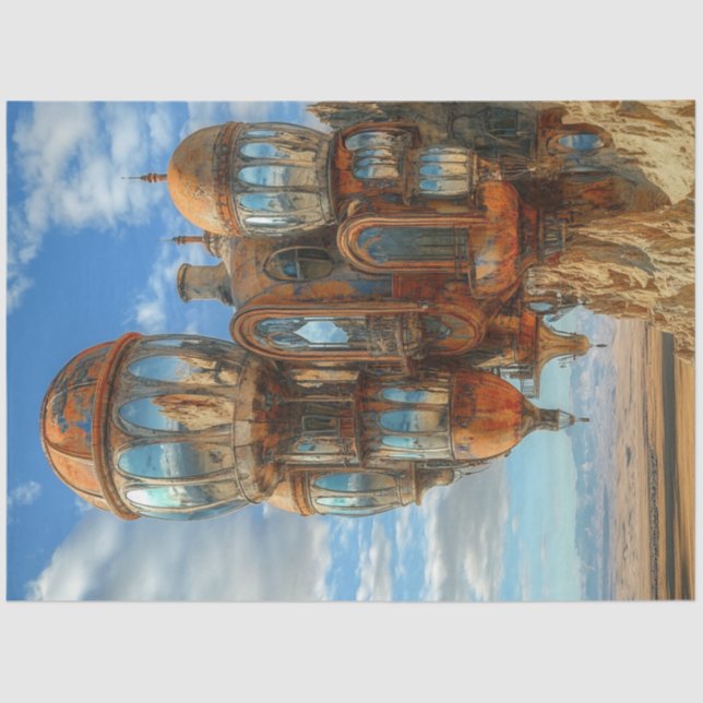 Decoupage Futuristic Industrial Bulbous Pods Tissue Paper (Front)