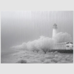 Decoupage Ghost White Winter Train Journey   Tissue Paper