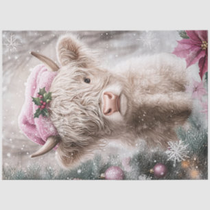 Decoupage Girl Dressed Christmas Attire  Tissue Paper
