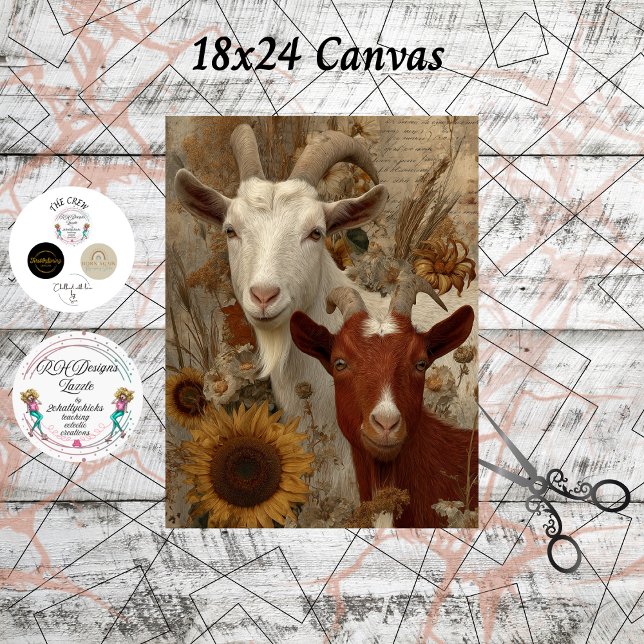Decoupage Goat Rustic Farm 18x24 Canvas  Tissue Paper (Creator Uploaded)