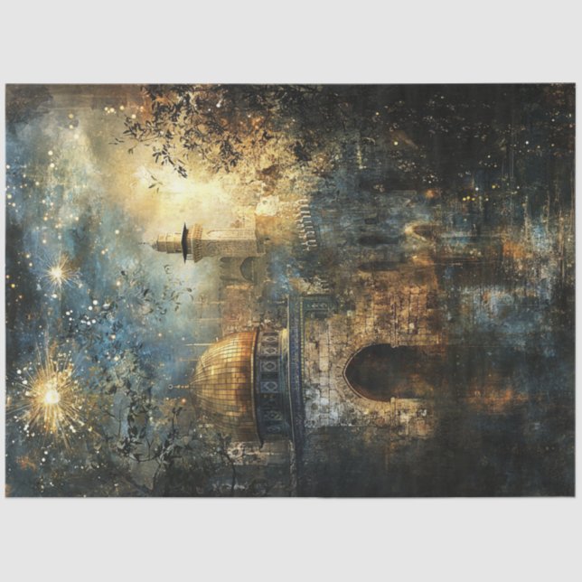 Decoupage Golden Dome of the Rock Jerusalem Tissue Paper (Front)