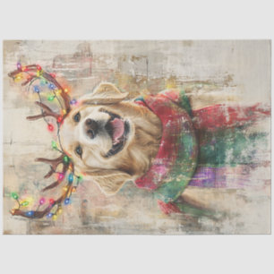 Decoupage Golden Retriever Antlers Coloured Scarf Tissue Paper