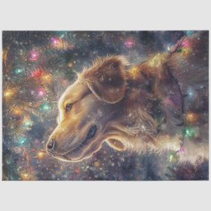 Decoupage Golden Retriever Christmas Lights Tissue Paper