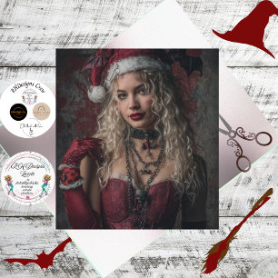 Decoupage Gothic Christmas Good Witch in Red Tissue Paper