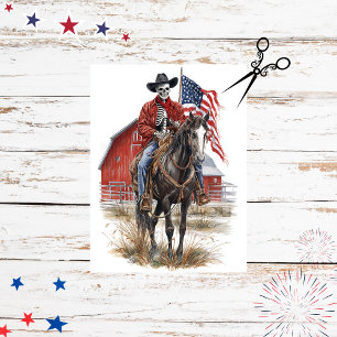 Decoupage Gothic Cowboy Skeleton Horse Patriotic Tissue Paper