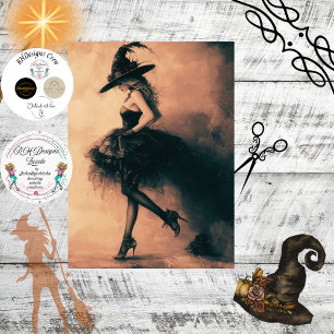 Decoupage Gothic Fantasy Witch Monochrome Effects Tissue Paper