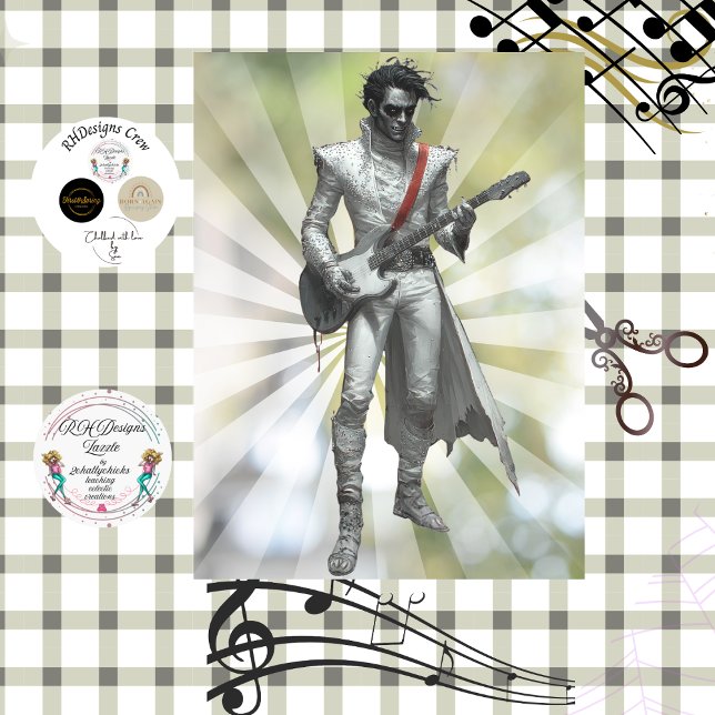 Decoupage Gothic Guitarist Vampire Rockstar  Tissue Paper (Creator Uploaded)
