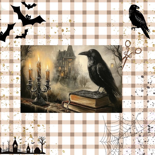 Decoupage Gothic Raven Haunted Mansion Foggy  Tissue Paper (Creator Uploaded)