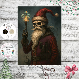 Decoupage Gothic Skeletal Santa  Tissue Paper
