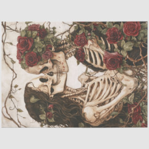Decoupage Gothic Skeletons With Floral Crowns Tissue Paper