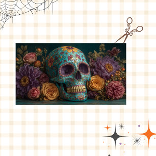 Decoupage Gothic Vibrant Colored Skull & Florals  Tissue Paper