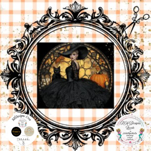 Decoupage Gothic Woman Autumn Print Stained Glass Tissue Paper