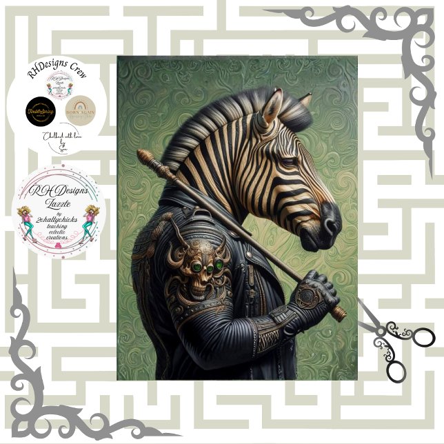 Decoupage Gothic Zebra Warrior  Tissue Paper (Creator Uploaded)