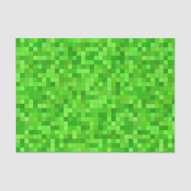 Decoupage Green Pixels Birthday Party Tissue Paper (Front)