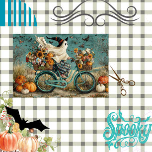 Decoupage Halloween  Ghost Grace Riding Bicycle  Tissue Paper