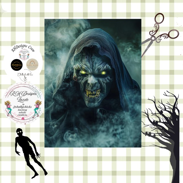Decoupage Halloween Monster Glowing Eyes Tissue Paper (Creator Uploaded)