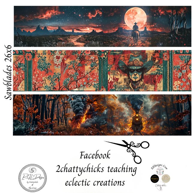 Decoupage Handsaw 26x6" Western Designs  Tissue Paper (Creator Uploaded)