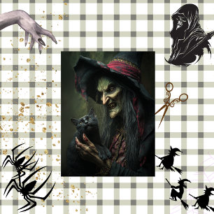 Decoupage Haunting Witch & Her Cat Brewing Tissue Paper