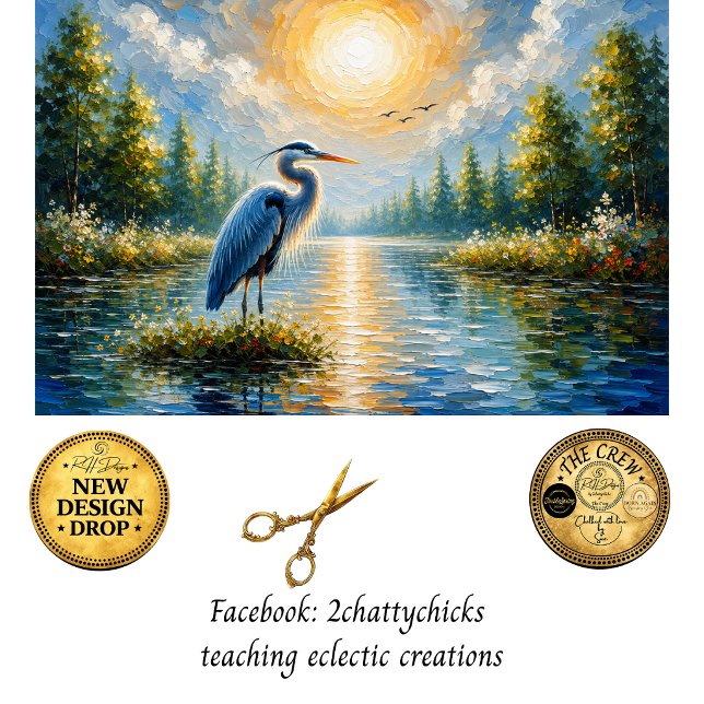 Decoupage Heron Tranquil Nature Sunlit Art Tissue Paper (Creator Uploaded)