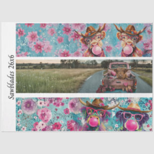 Decoupage Highland Bubble Gum Truck Handsaw Tissue Paper