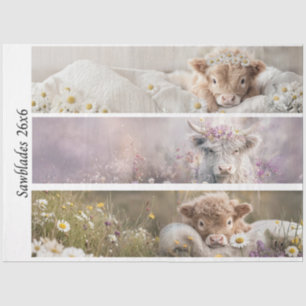 Decoupage Highland Calf Florals Handsaw Designs Tissue Paper