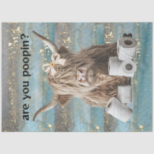 Decoupage Highland Cow Humour Are You Poopin  Tissue Paper